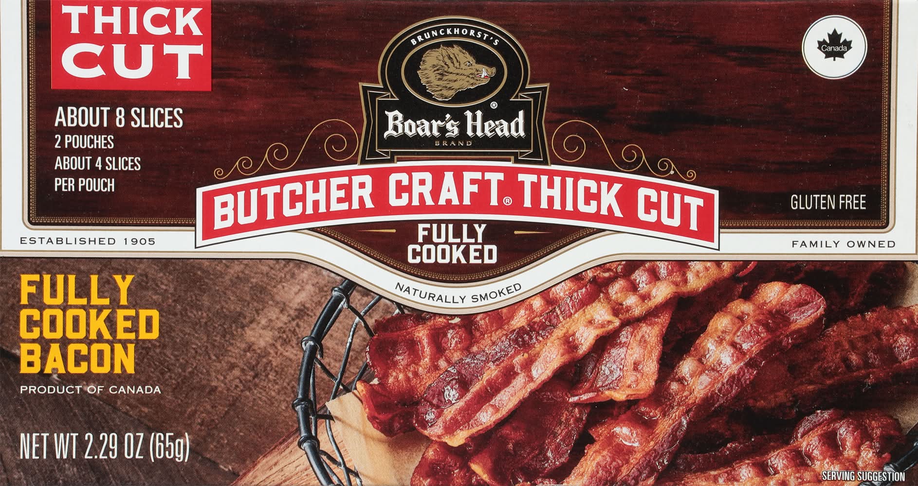 Boar's Head Fully Cooked Thick Cut Bacon 2.29 oz