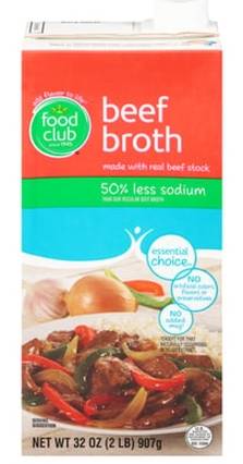 Food Club Beef Broth 33% Less Sodium 32 oz
