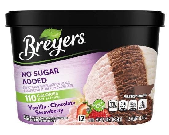 Breyer’s No Sugar Added Vanilla Chocolate Strawberry Ice Cream 1.5 quart