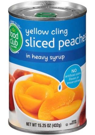 Food Club Yellow Cling Sliced Peaches in Heavy Syrup  15.25 oz