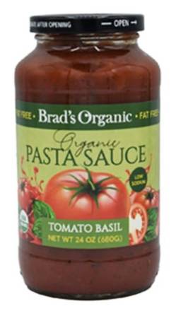 Brad’s Organic Low Fat Pasta Sauce Tomato Basil 24 oz