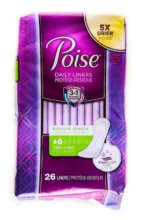 Poise Daily Liners Regular Length Very Light 26 ct