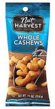 Nut Harvest Whole Salted Cashews 2.5 oz
