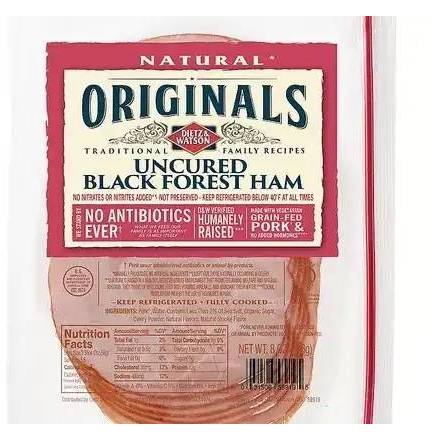 Dietz & Watson Originals Uncured Black Forest Ham 7 oz