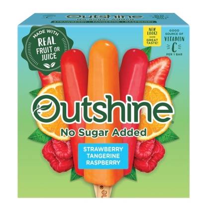 Outshine Fruit Bars No Sugar Added Strawberry Tangerine Raspberry