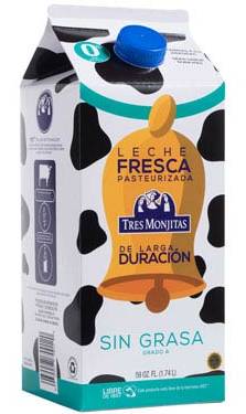 Tres Monjitas Leche de Larga Duración Sin Grasa (0%) 59 oz