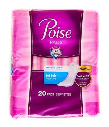 Poise Pads Regular Length Contour Fit Moderate 20  ct