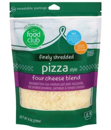 Food Club Finely Shredded Pizza Four Cheese Blend 8 oz