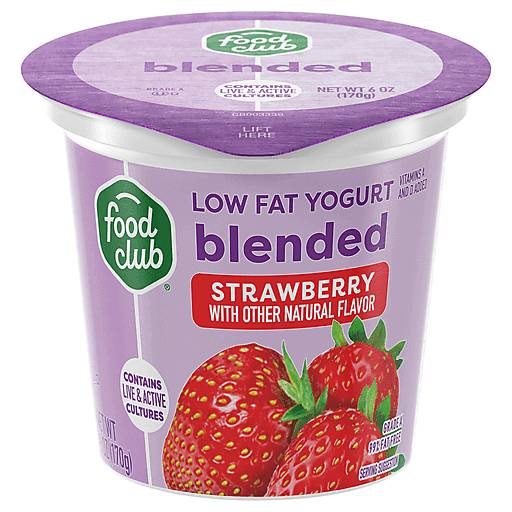 Food Club Blended Low Fat Yogurt Strawberry 6 oz 