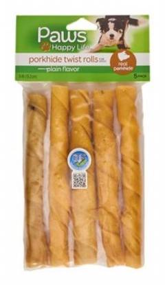 Paws Porkhide Twist Rolls with Plain Flavor