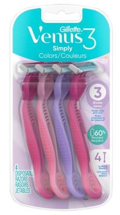 Venus 3 Simply Colors Disposable Razors 4 ct