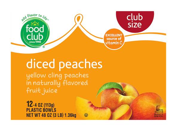 Food Club Diced Peaches Club Size 12-4 oz