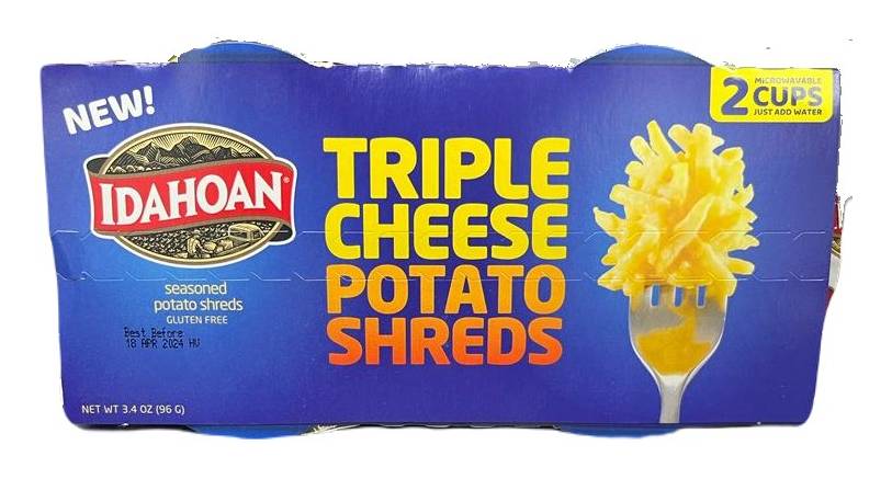 Idahoan Triple Cheese Potato Shreds 2 Cups 3.4 oz