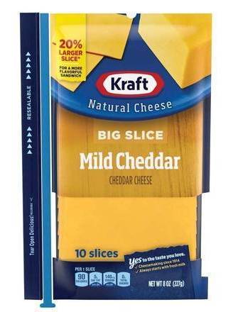 Kraft Big Mild Cheddar Cheese Slices 8 oz