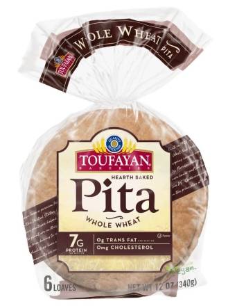 Toufayan Whole Wheat Pita 12 oz