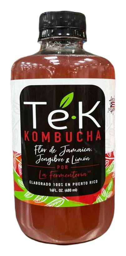 Tek Kombucha Flor de Jamaica Jengibre & Limón 16 oz