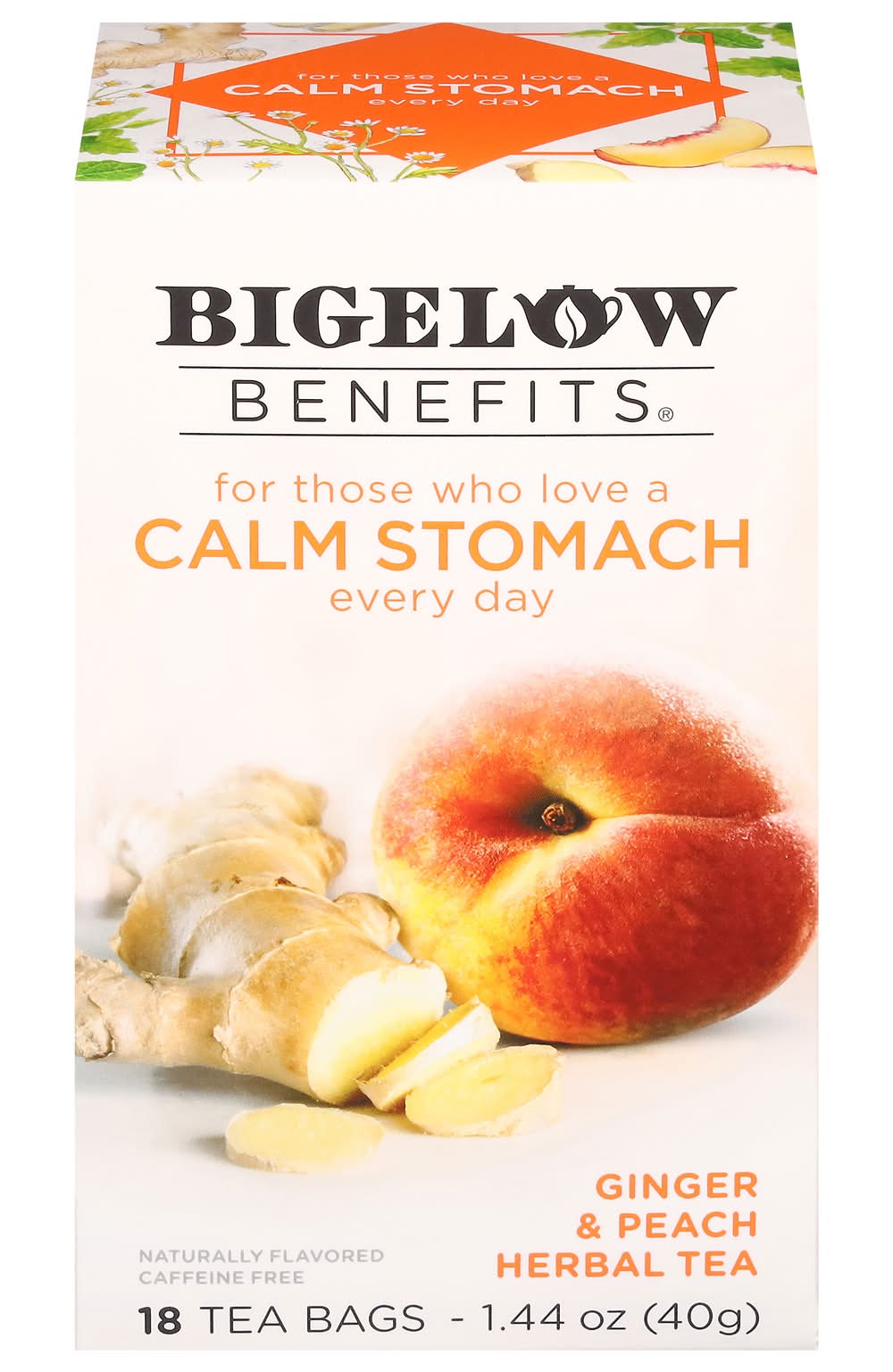 Bigelow Benefits Ginger & Peach Herbal Tea 18 ct
