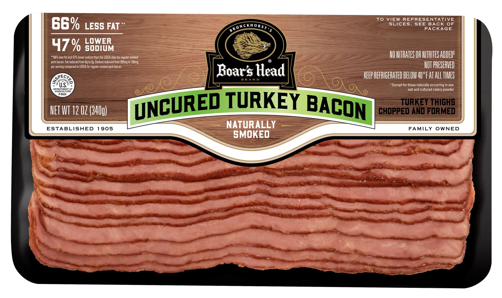 Boar's Head Uncured Turkey Bacon 12 oz