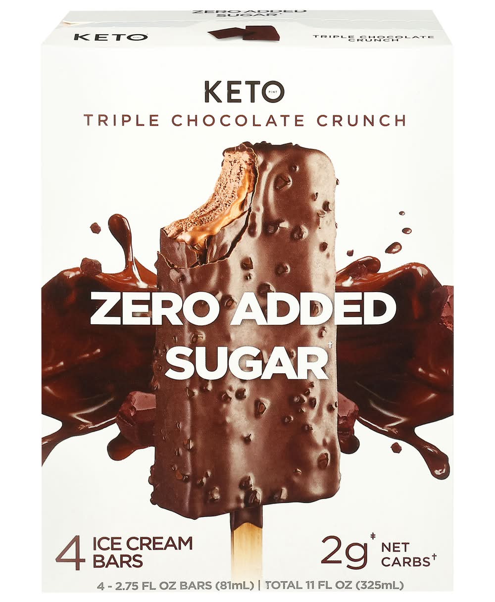Keto Zero Sugar Added Triple Chocolate Crunch Ice Cream Bars 11 oz