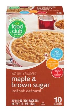 Food Club Instant Oatmeal Maple & Brown Sugar 10 ct