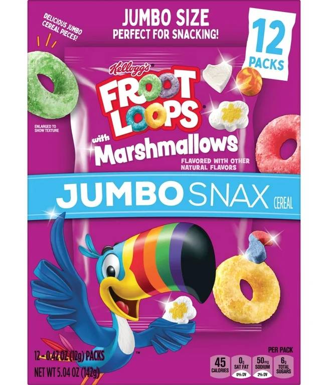  Snax Froot Loops Original with Marshmallows Cereal 12 ct