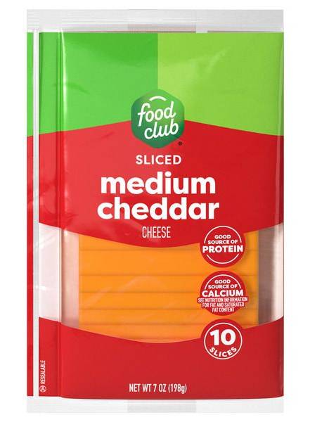 Food Club Sliced Medium Cheddar 8 oz