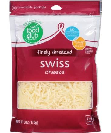 Food Club Shredded Swiss Cheese 8 oz
