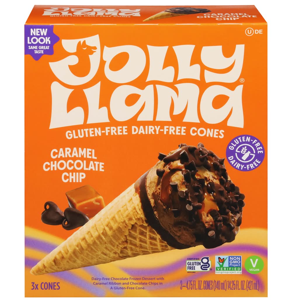Jolly Llama Cones Caramel Chocolate Chip  3-14.25 oz