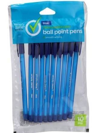 Simply Done Ballpoint Pens Blue 10 ct