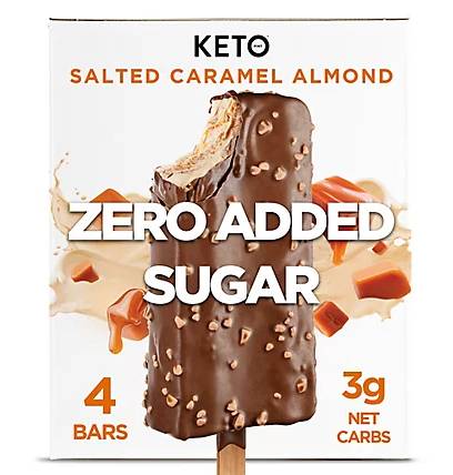 Keto Zero Sugar Added Salted Caramel Almond Ice Cream Bars 11 oz