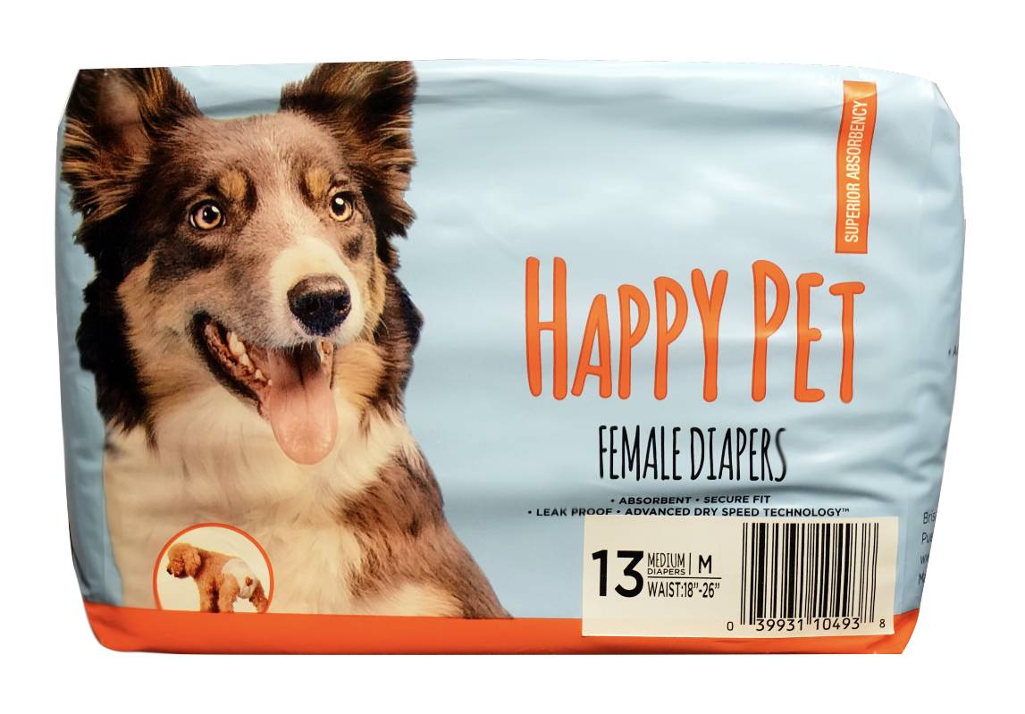 Happy Pet Female Dog Diapers Size Medium 13 ct
