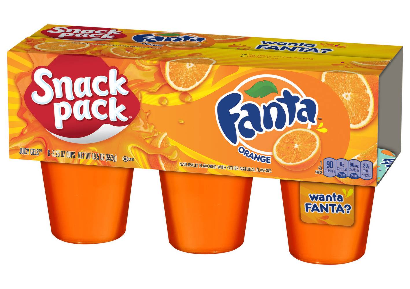 Snack Pack Fanta Orange Juicy Gels 6-3.25 oz