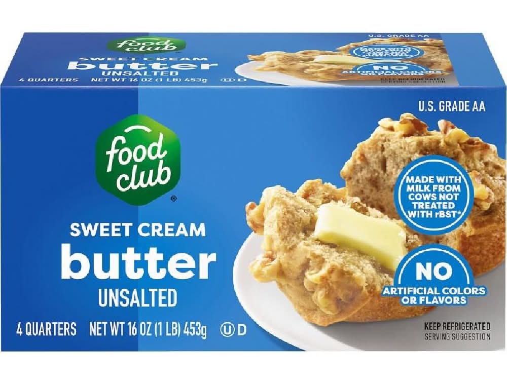 Food Club Sweet Cream Butter Unsalted 16 oz