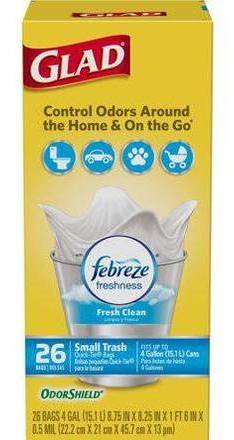 Glad Small Trash Bags with Febreze 28 ct
