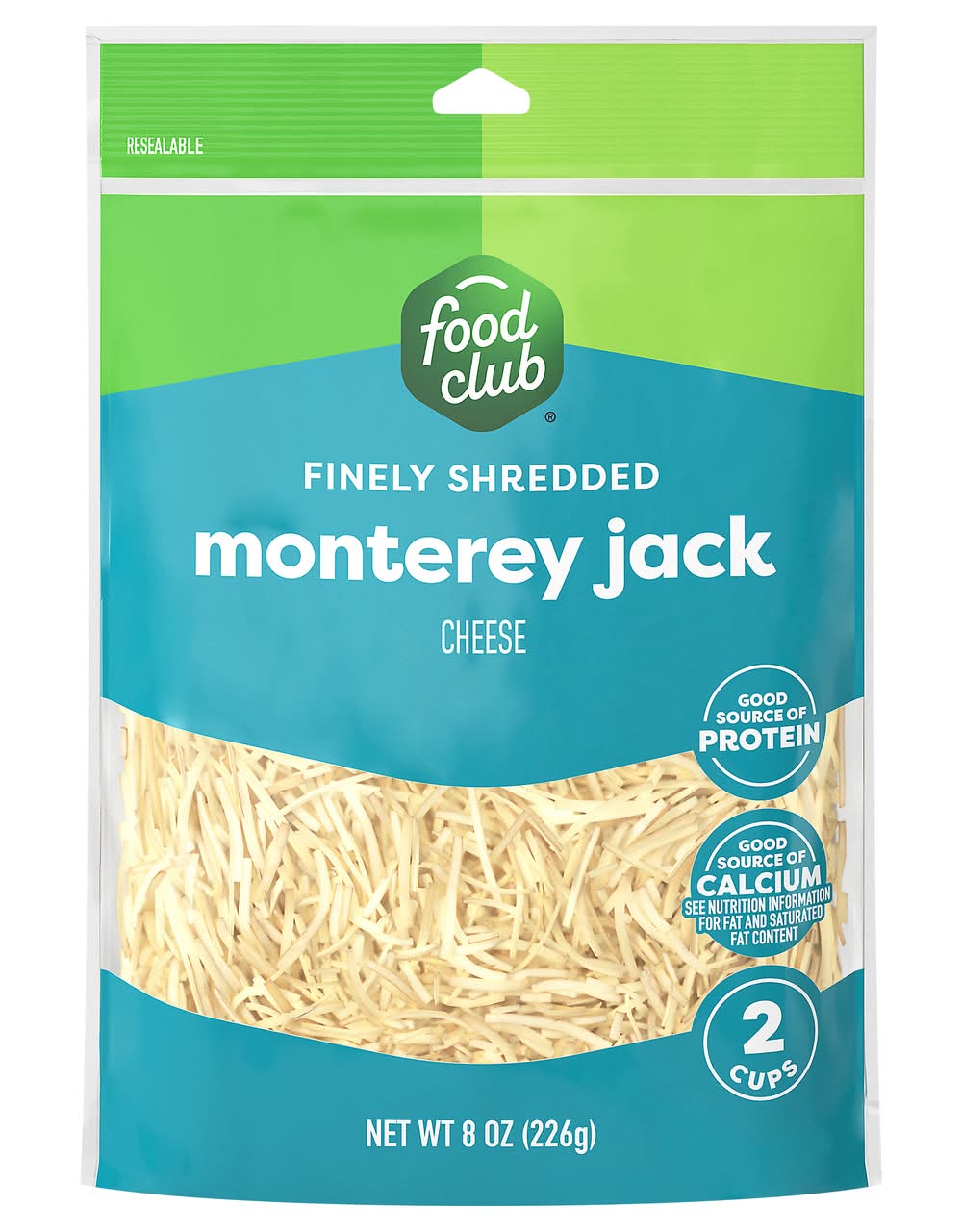 Food Club Finely Shredded Monterey Jack Cheese 8 oz