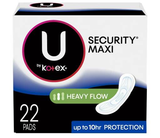 U by Kotex Heavy Flow Maxi Pads 22 ct