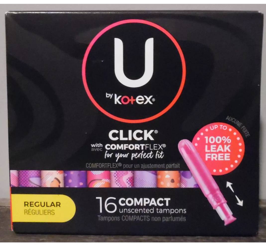 U by Kotex Click with Comfort Flex Tampons Regular Unscented 16 ct