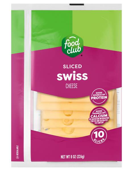 Food Club Sliced Swiss Cheese 8 oz
