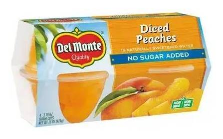 Del Monte Diced Peaches No Sugar Added 4-4 oz