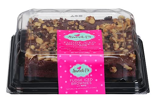 Sweet P's Fudge Iced Brownies with Nuts 13 oz