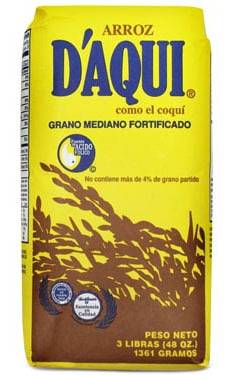D'Aqui Arroz Grano Mediano 3 lbs