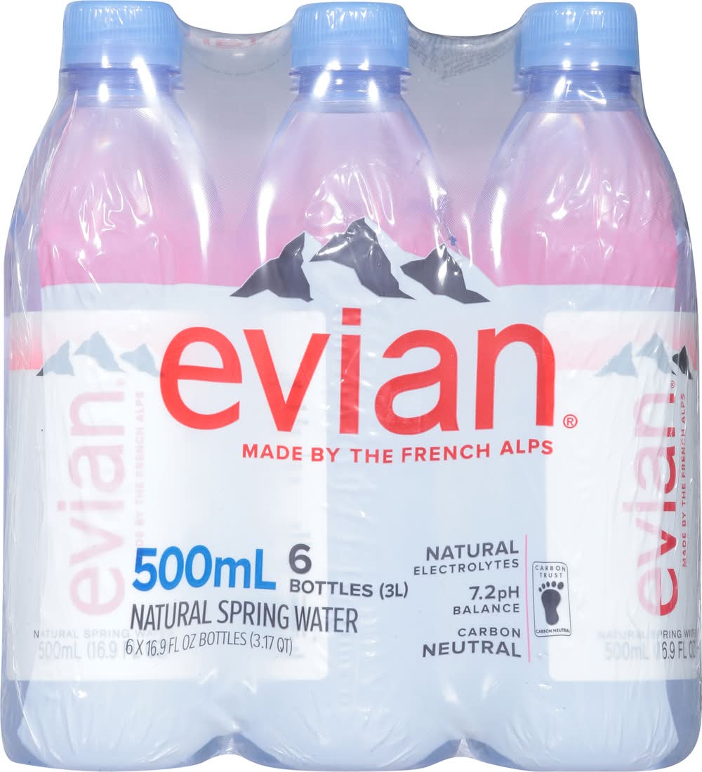 Evian Natural Spring Water 6-16.9 oz