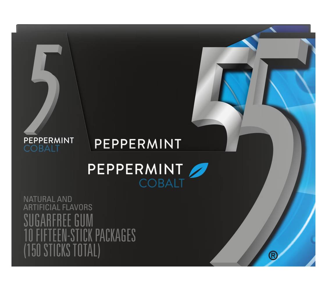 Five Gum Peppermint Cobalt Sugar Free 15 ct