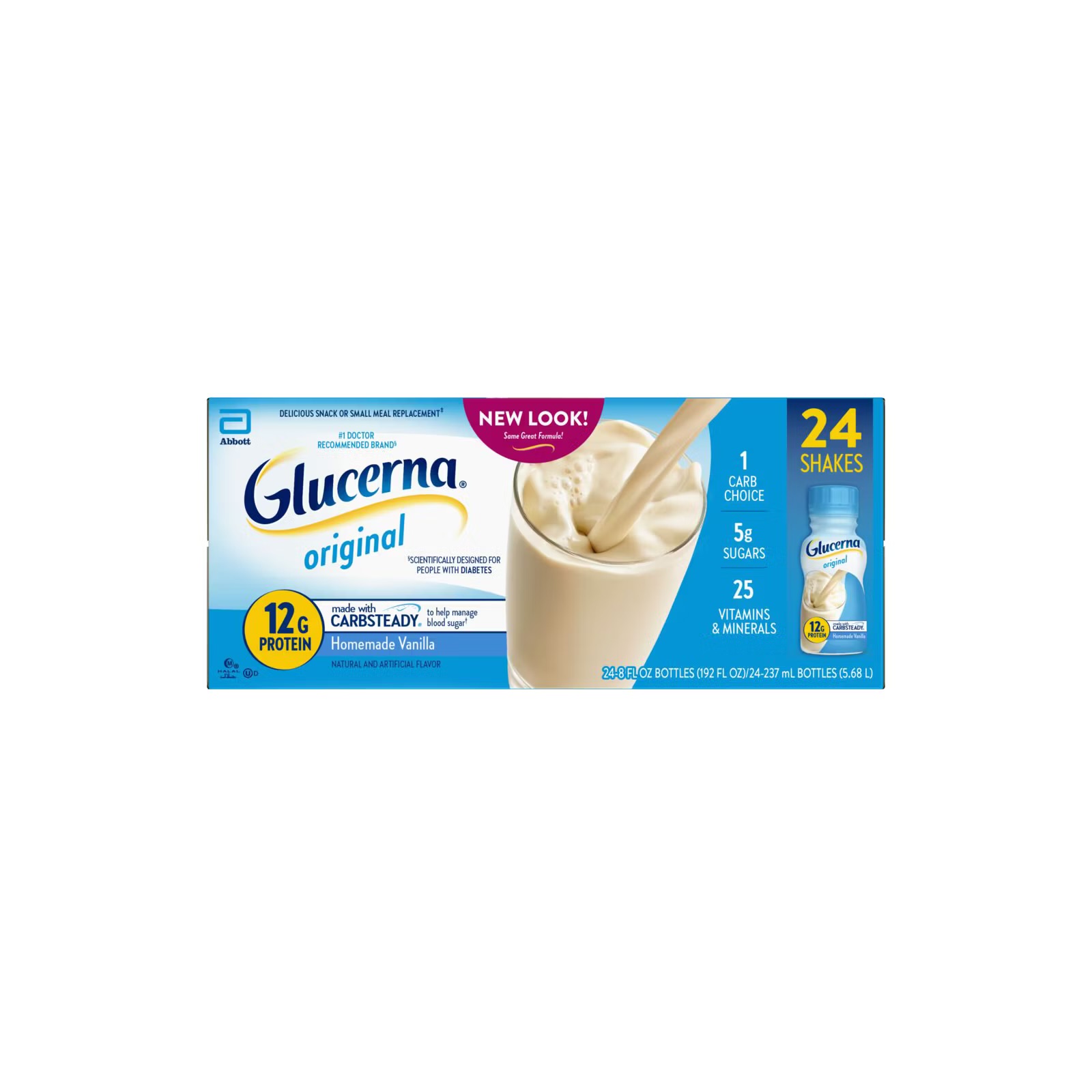 Glucerna Diabetic Nutritional Beverage Homemade Vanilla 24-8 oz