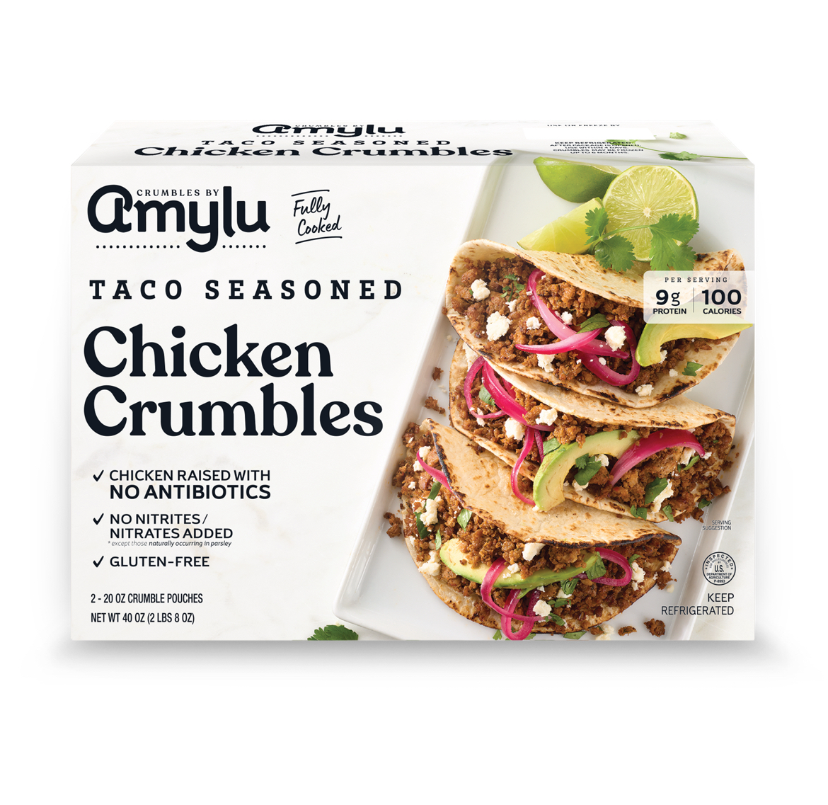 Amylu Taco Seasoned Chicken Crumbles 40 oz