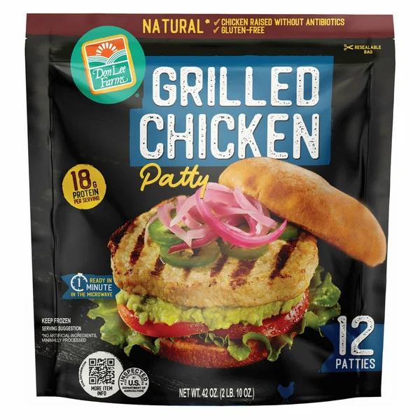 Don Lee Farms Antibiotic Free Grilled Chicken Patties 12-3.5 oz