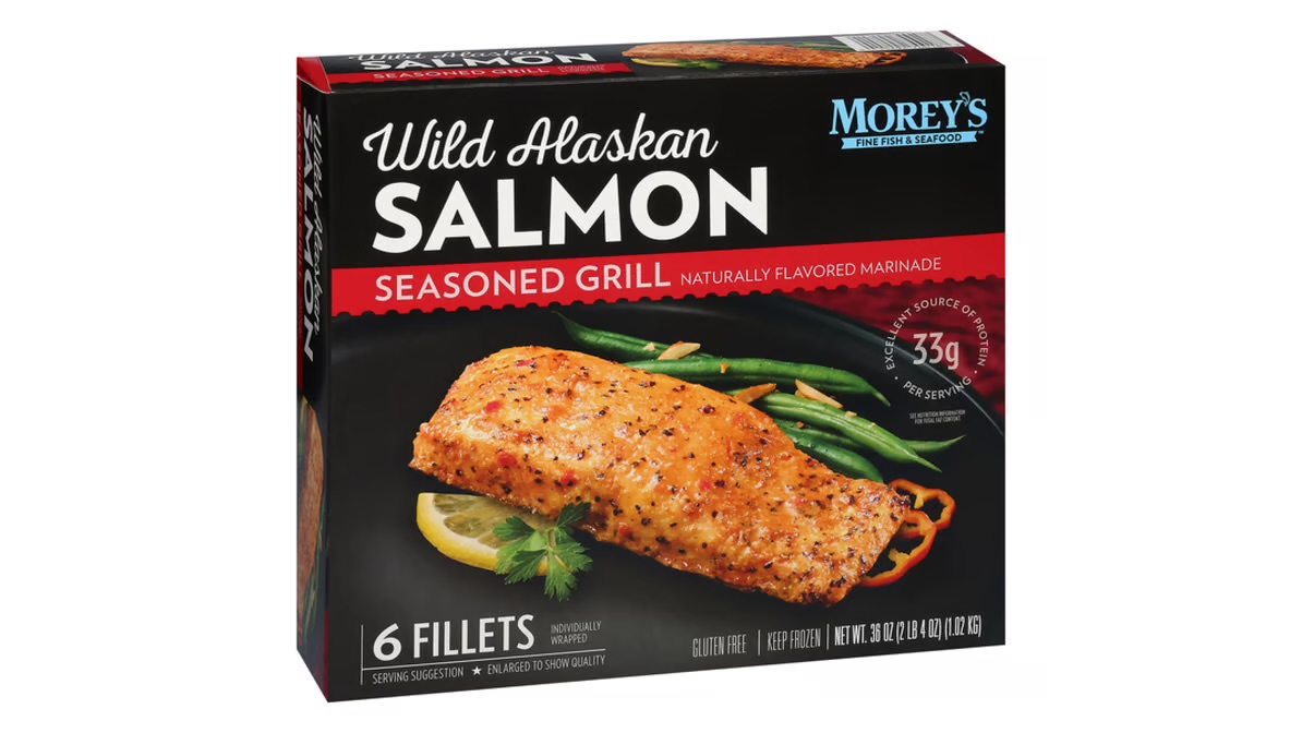 Morey's Seafood Wild Alaskan Salmon Seasoned Grill 6 ct