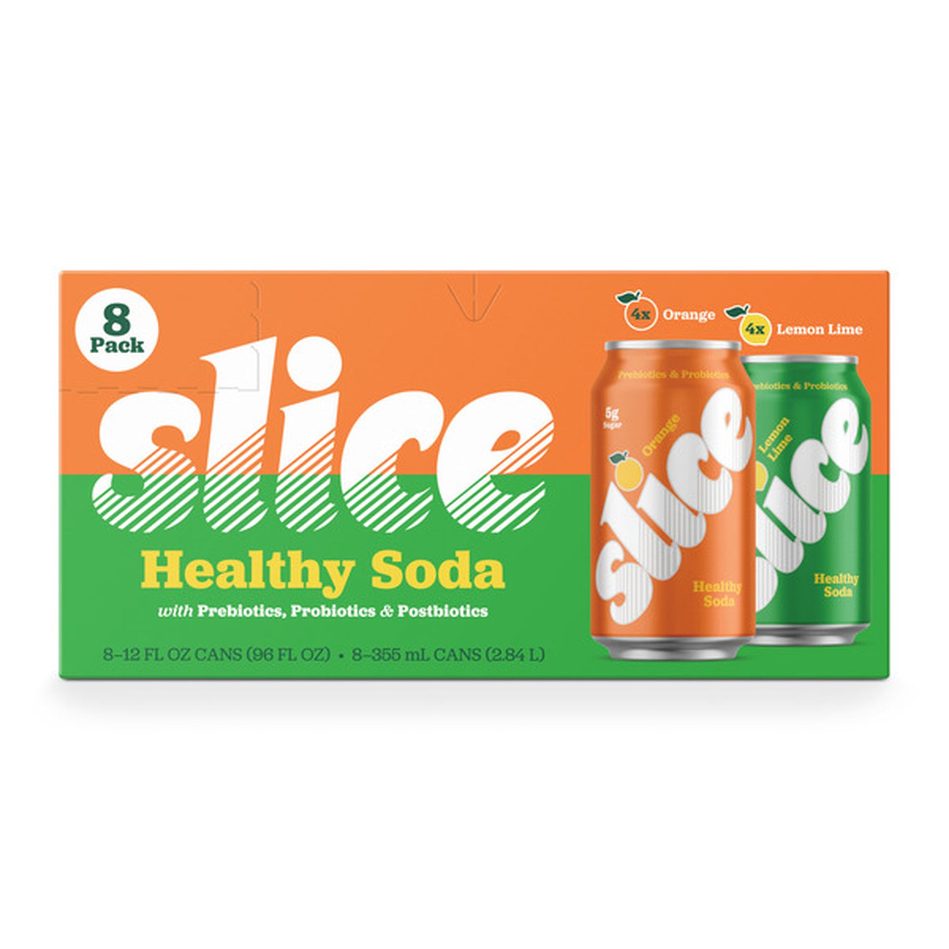 Slice Healthy Soda Lemon-Lime & Orange Variety 8 ct