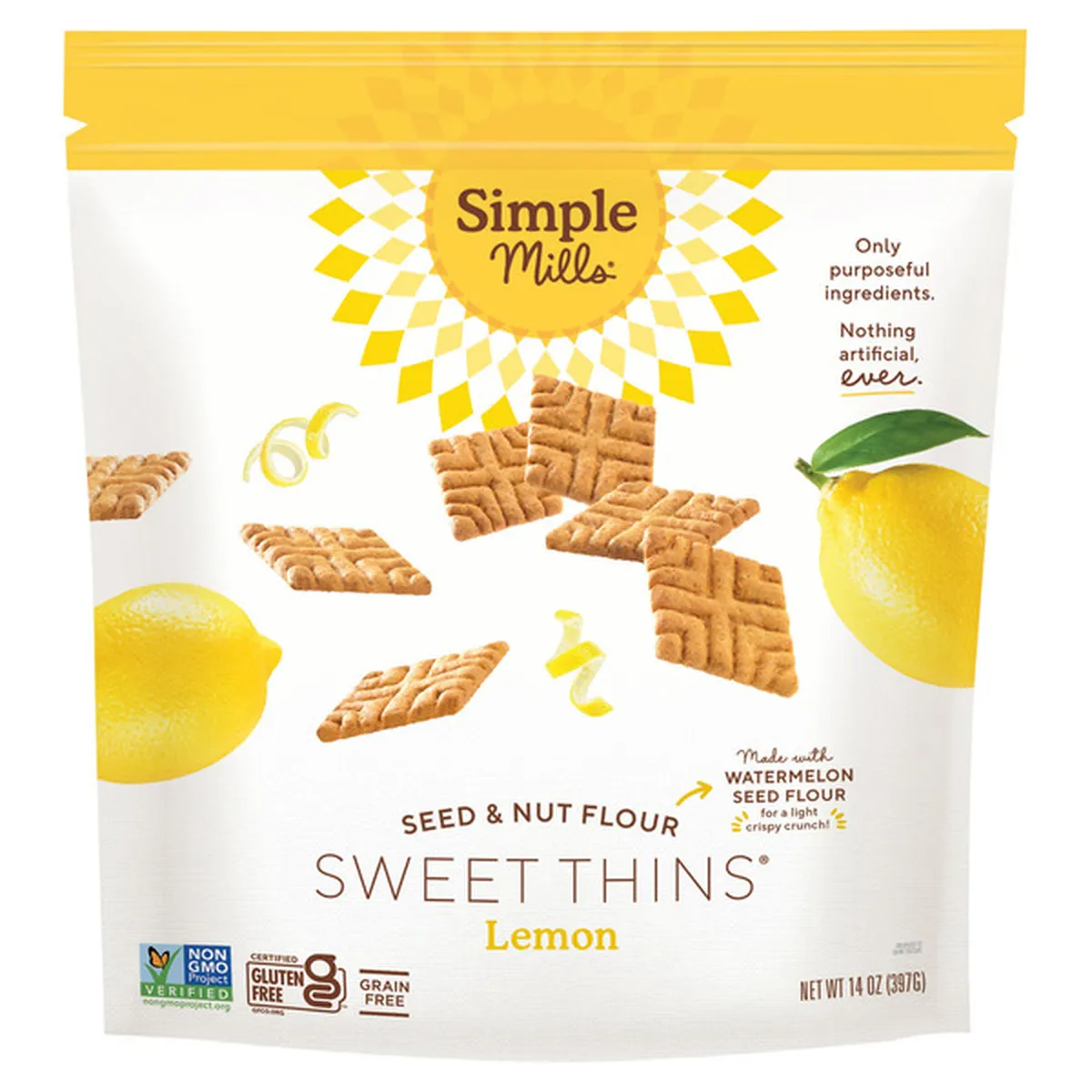 Simple Mills Seed & Nut Flour Lemon Sweet Thins 14 oz