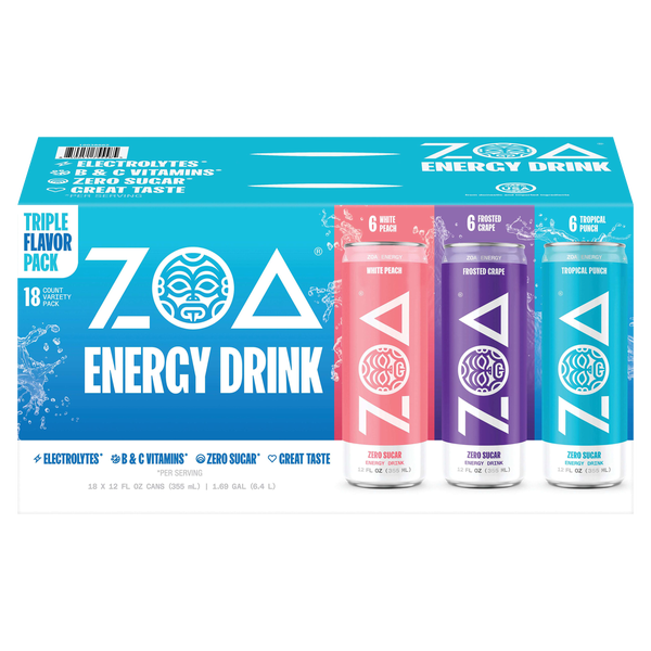 ZOA Energy Zero Sugar Variety 18-12 oz